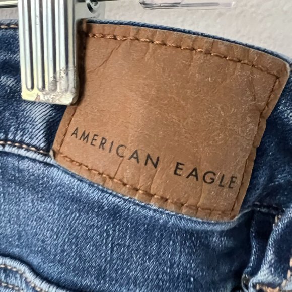 AMERICAN EAGLE Super Hi Rise Flare Bohemian Blue Jeans Retro-Inspired Size 20 - Picture 6 of 15